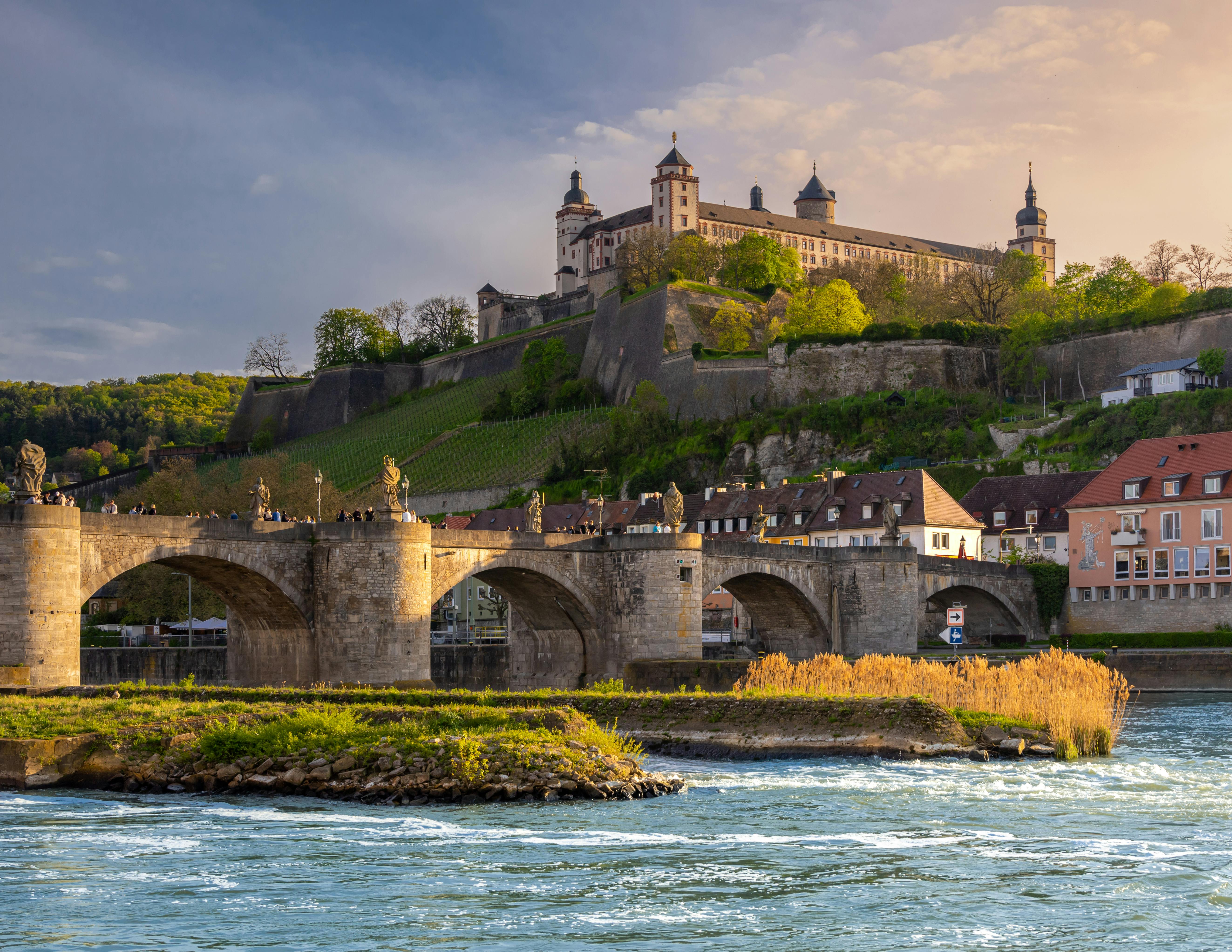 Scenic view of the Rhine River with castle